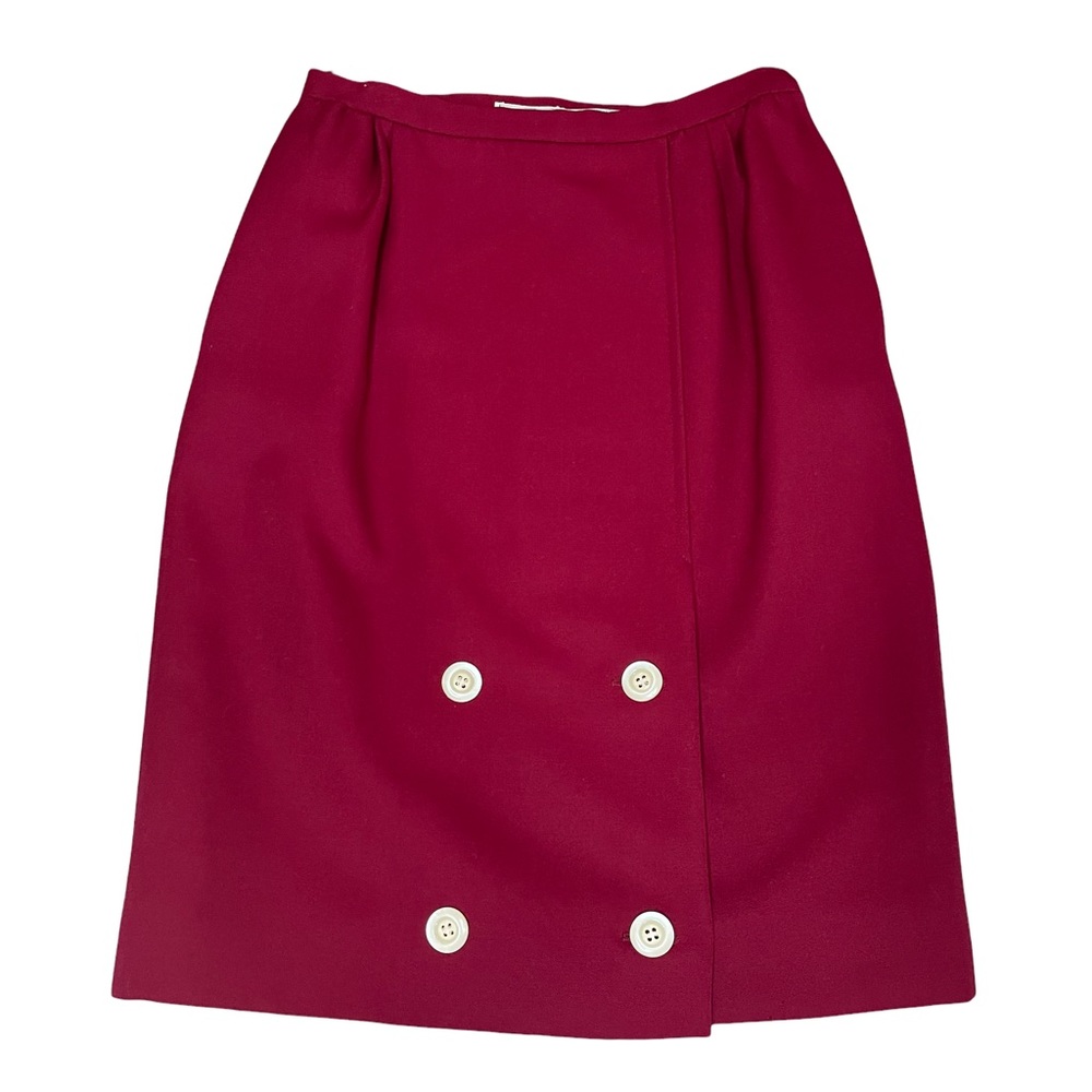 Vintage Valentino 1980's Burgandy/Berry Button A Line Skirt 8 - Picture 1 of 7